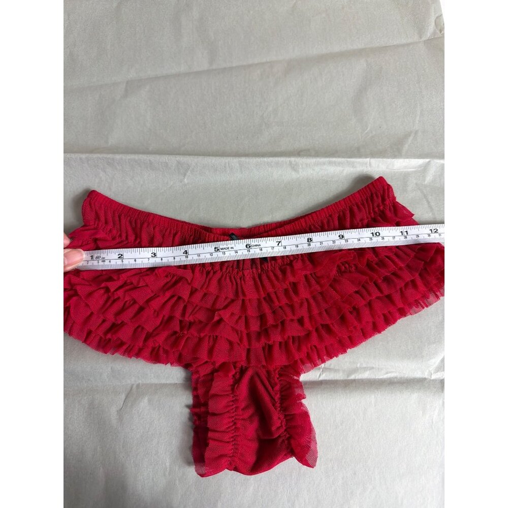 Seduction By Fredericks Of Hollywood Red Ruffle Boyshort Panties Size S Nylon & - Picture 8 of 10